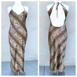 Victoria’s Secret sexy slip maxi dress gown vintage leopard print strappy wiggle